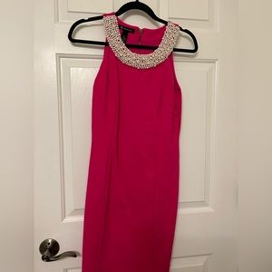 Beaded bright pink dress